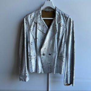 ERMANNO SCERVINO Silver Leather Jacket Size 6